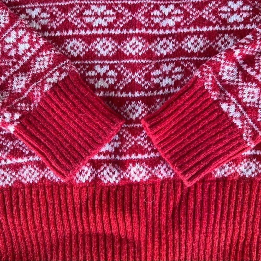 Gap Kids Fair Isle Knit Sweater XS (4-5) Holiday Christmas Red White Long Sleeve